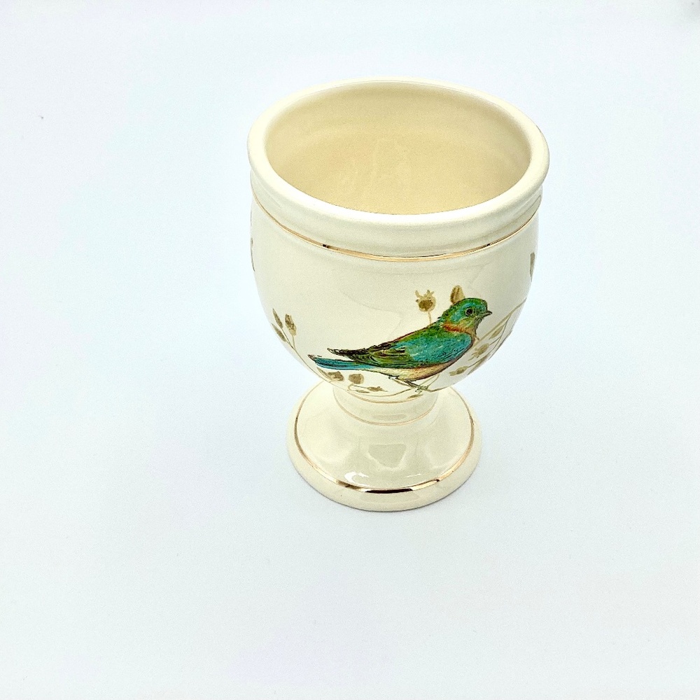 $20 Avanti Bathroom Accessories - Gilded Birds Gold-Accent Ceramic Tumbler
